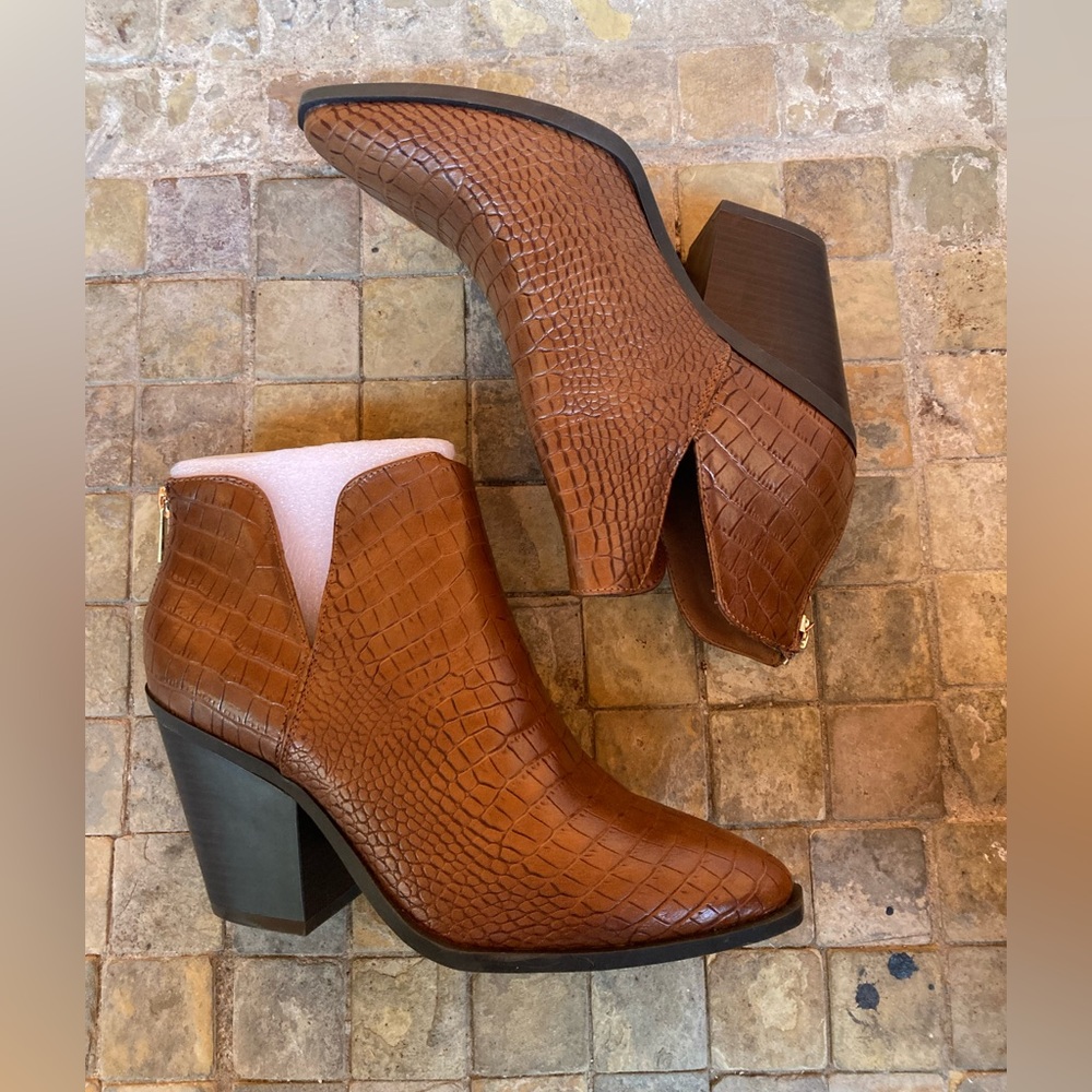 Embossed crocodile booties